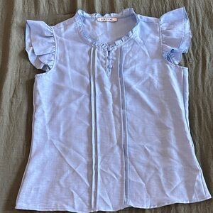 Light Blue Ruffle Sleeve Top